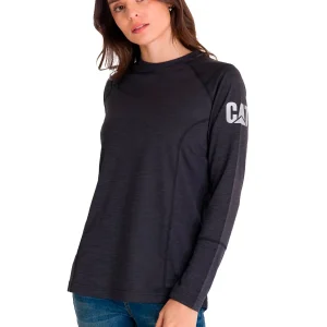 Polera Manga Larga Mujer WOMEN'S LIGHTWEIGHT COOLING L/S CREW Negra Cat