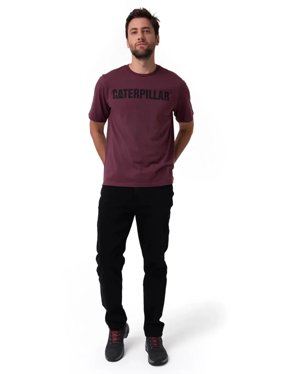 Polera Manga Corta Hombre Logo Caterpillar Granate - Imagen 5