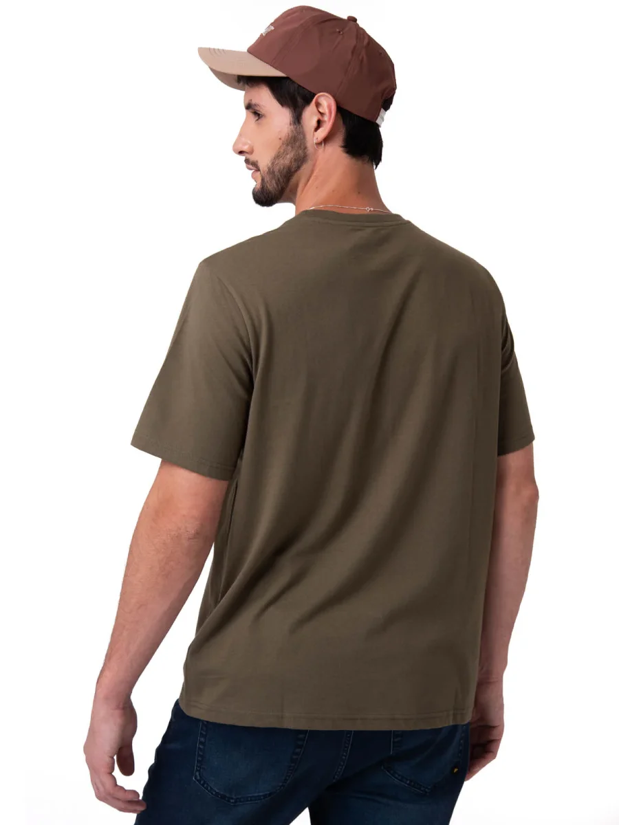 Polera Manga Corta Hombre Logo Caterpillar Verde - Imagen 3