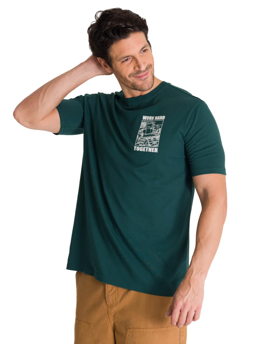 Polera Manga Corta Hombre Heritage Diseño Petroleo CAT - Imagen 2