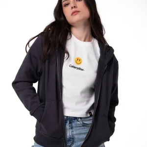 Polerón Con Gorro Mujer Patch Full Zip Negro Cat
