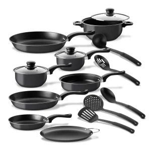Juego de Ollas, Sartenes, Comal y Utensilios Cocina 16 Pzas