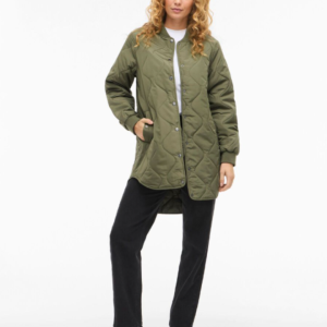 Abrigo acolchado largo verde kaki – VILA