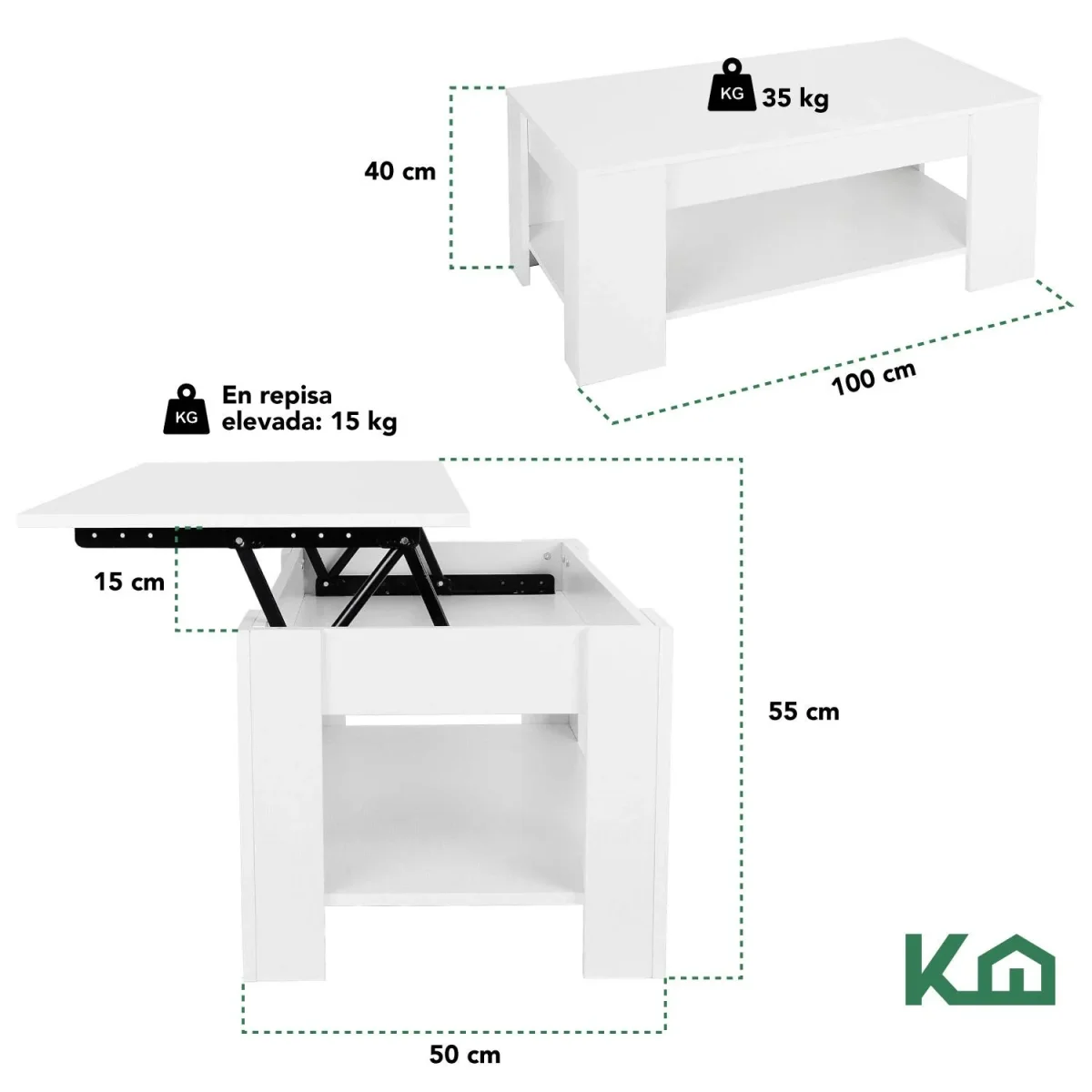 Mesa De Centro Elevable De Madera Con Compartimento Oculto - Imagen 6