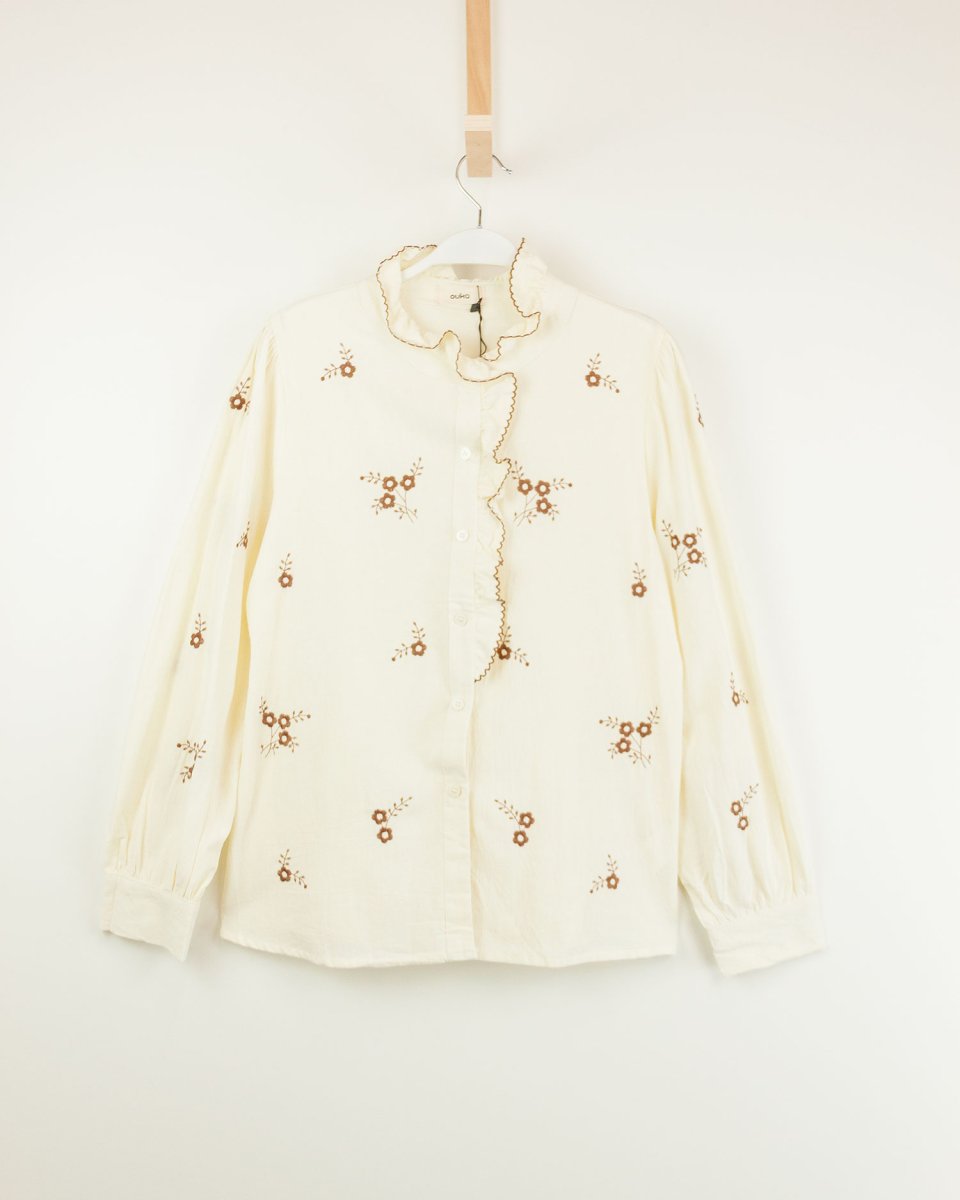 Blusa bordado flores crudo – Ouka - Imagen 2