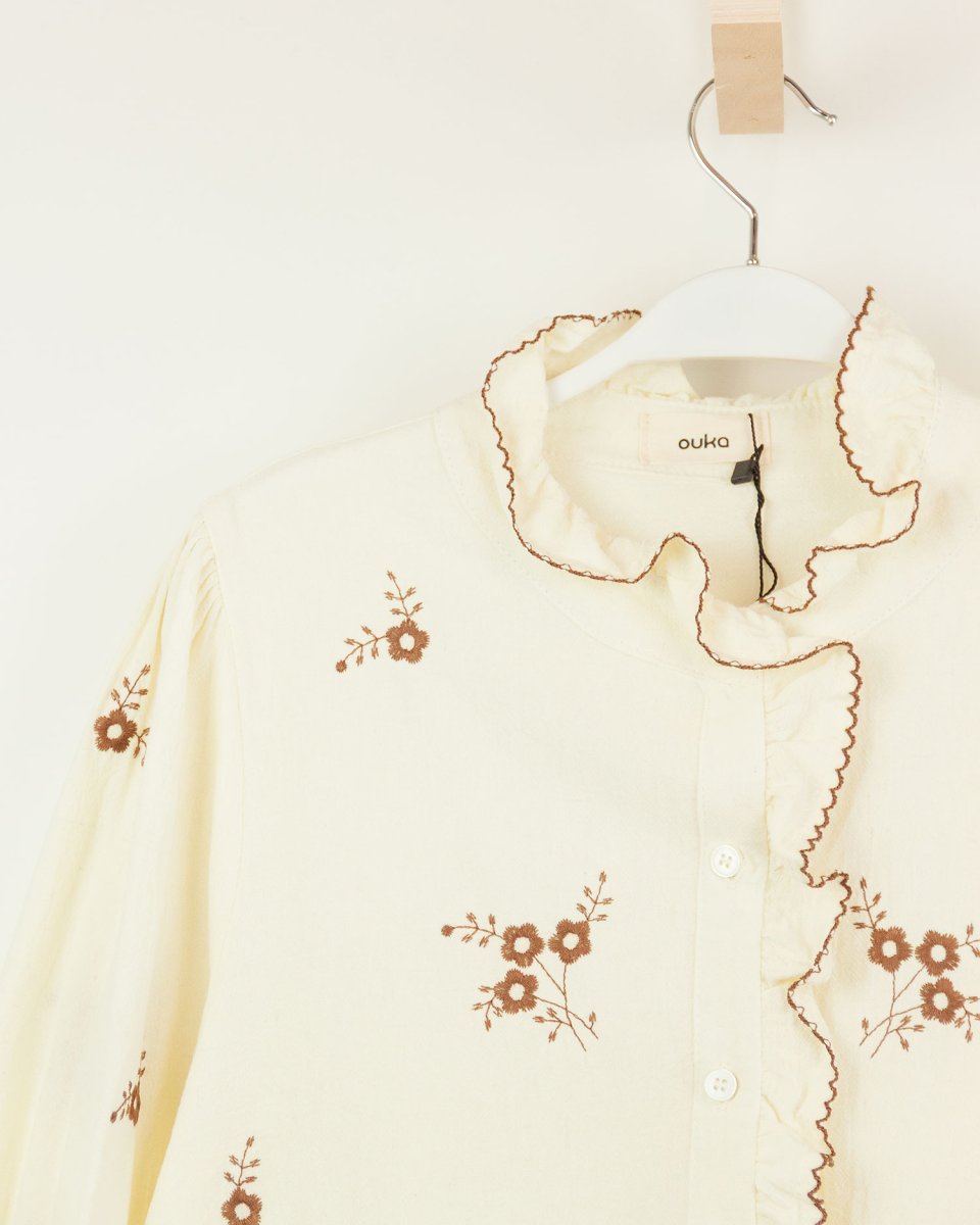 Blusa bordado flores crudo – Ouka - Imagen 3