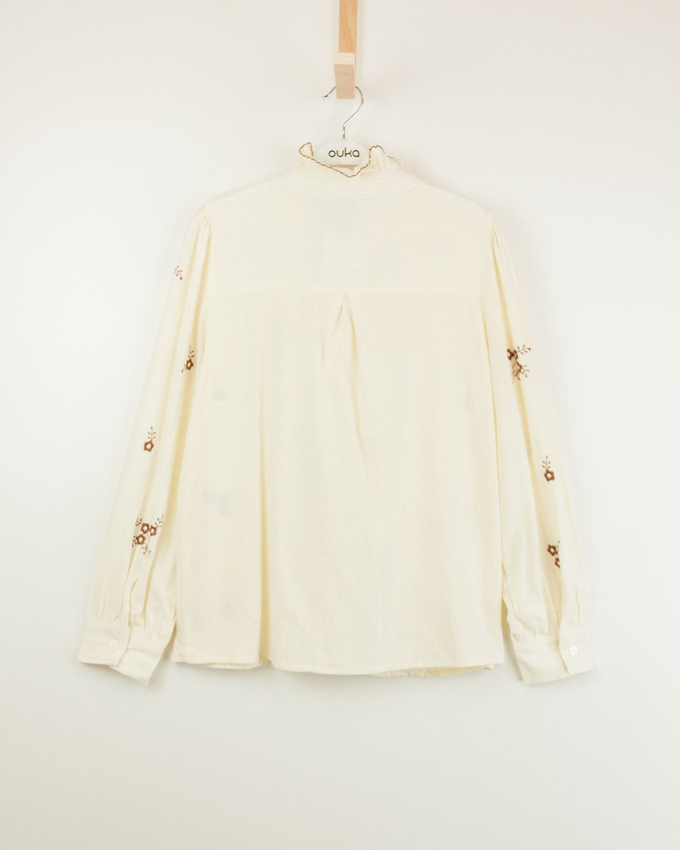 Blusa bordado flores crudo – Ouka - Imagen 4