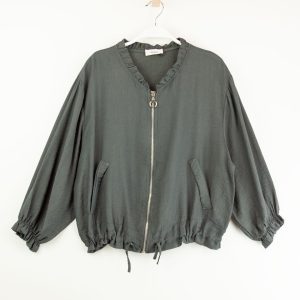 Bomber lisa gris con fruncidos – Ouka