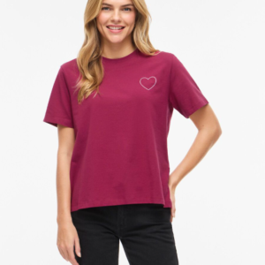 Camiseta básica con corazón bordado – VILA