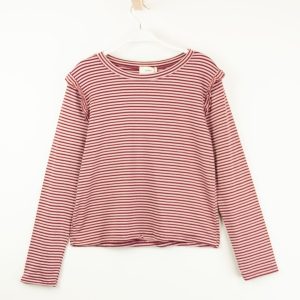 Camiseta de rayas volante hombro – Ouka