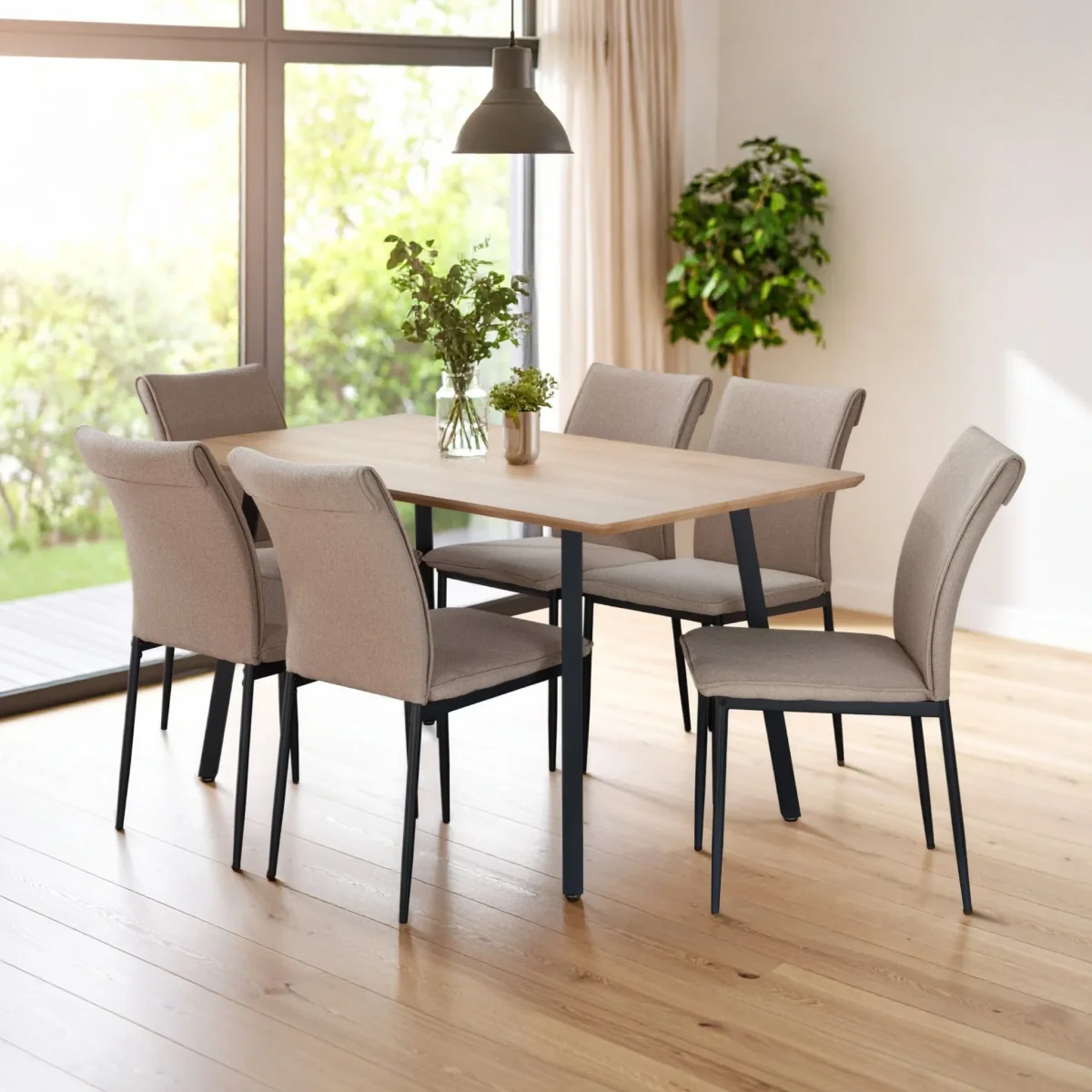 Comedor 6 Sillas Modelo Vita Estilo Madera Moderno Elegante - Imagen 3