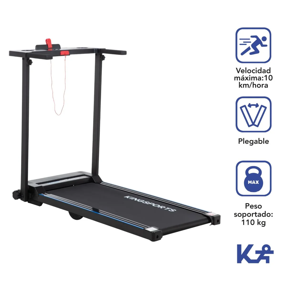 Caminadora Electrica Plegable Color Negro Kingsports - Imagen 3