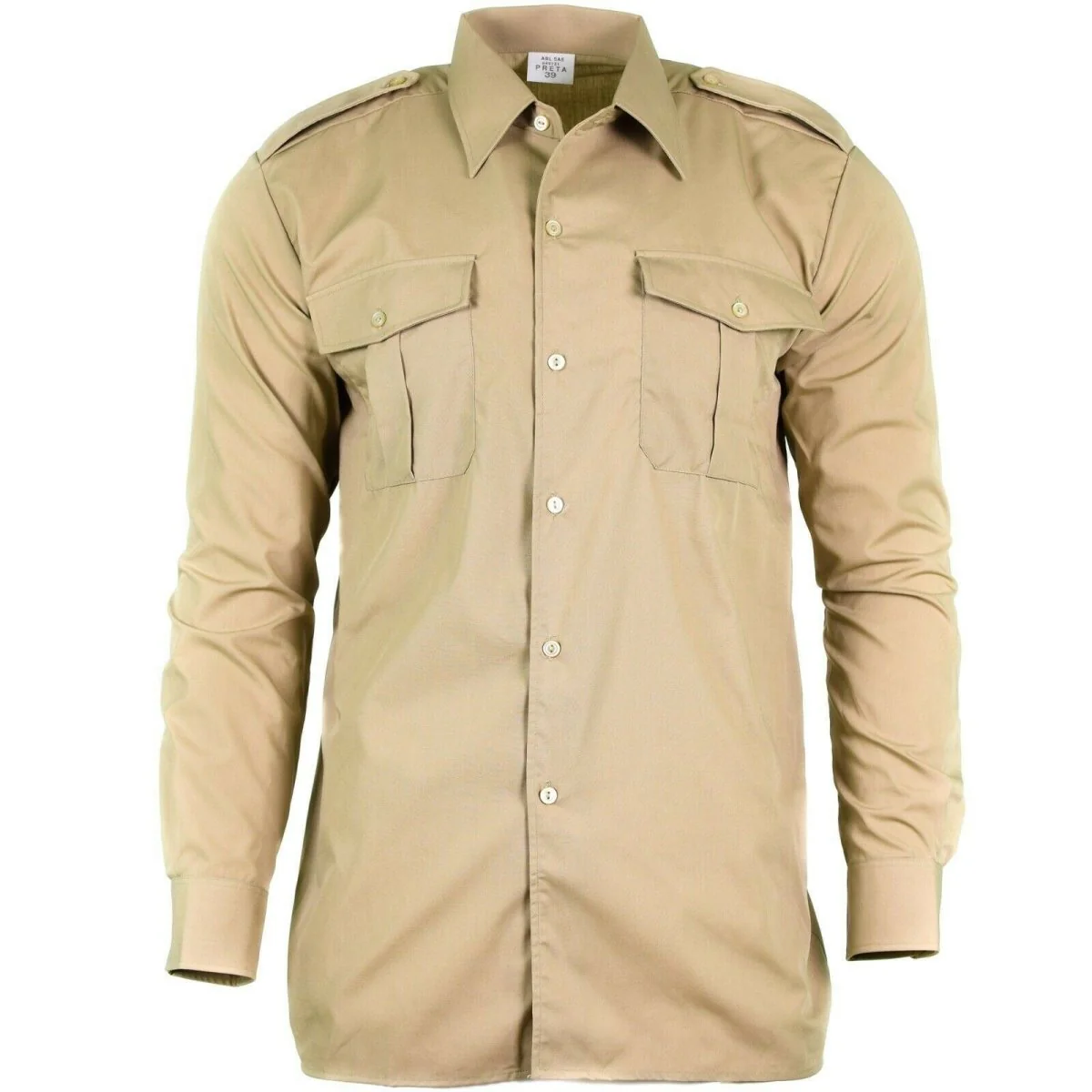 Genuine Belgian army shirt fatigue surplus chino khaki military long sleeve NEW