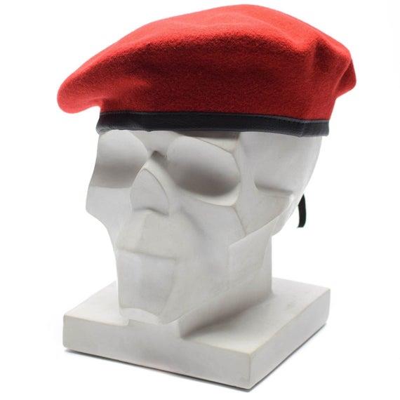 Genuine German army coral red beret Military hat command cap wool quality - Imagen 2