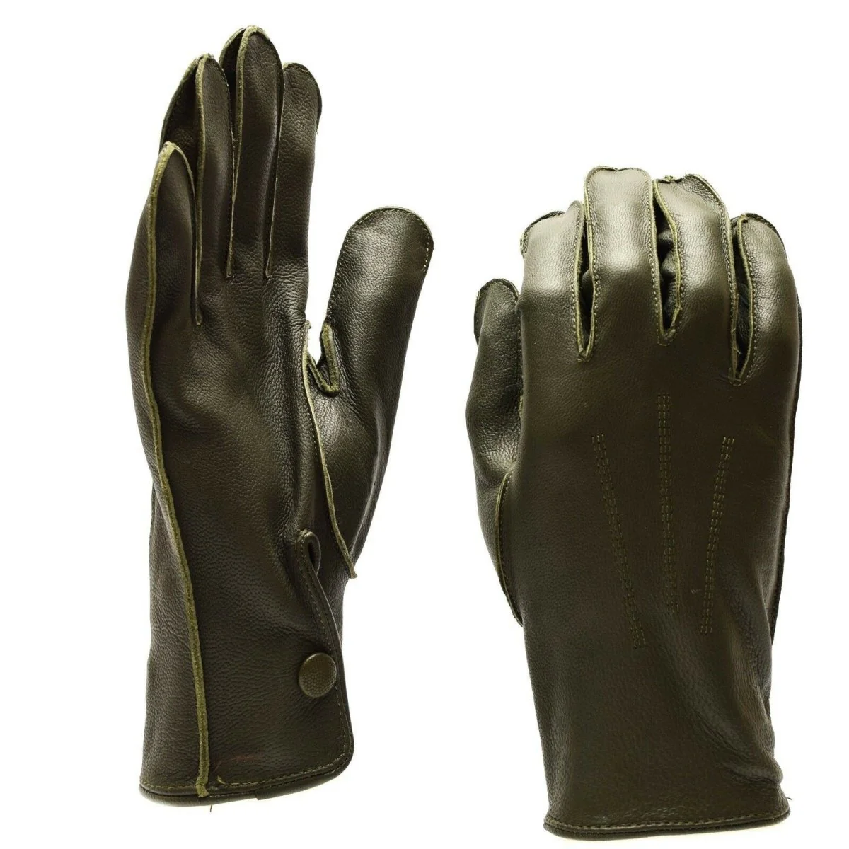 Genuine German Police issue real leather OD gloves patrol Olive O.D NEW Genuine - Imagen 3