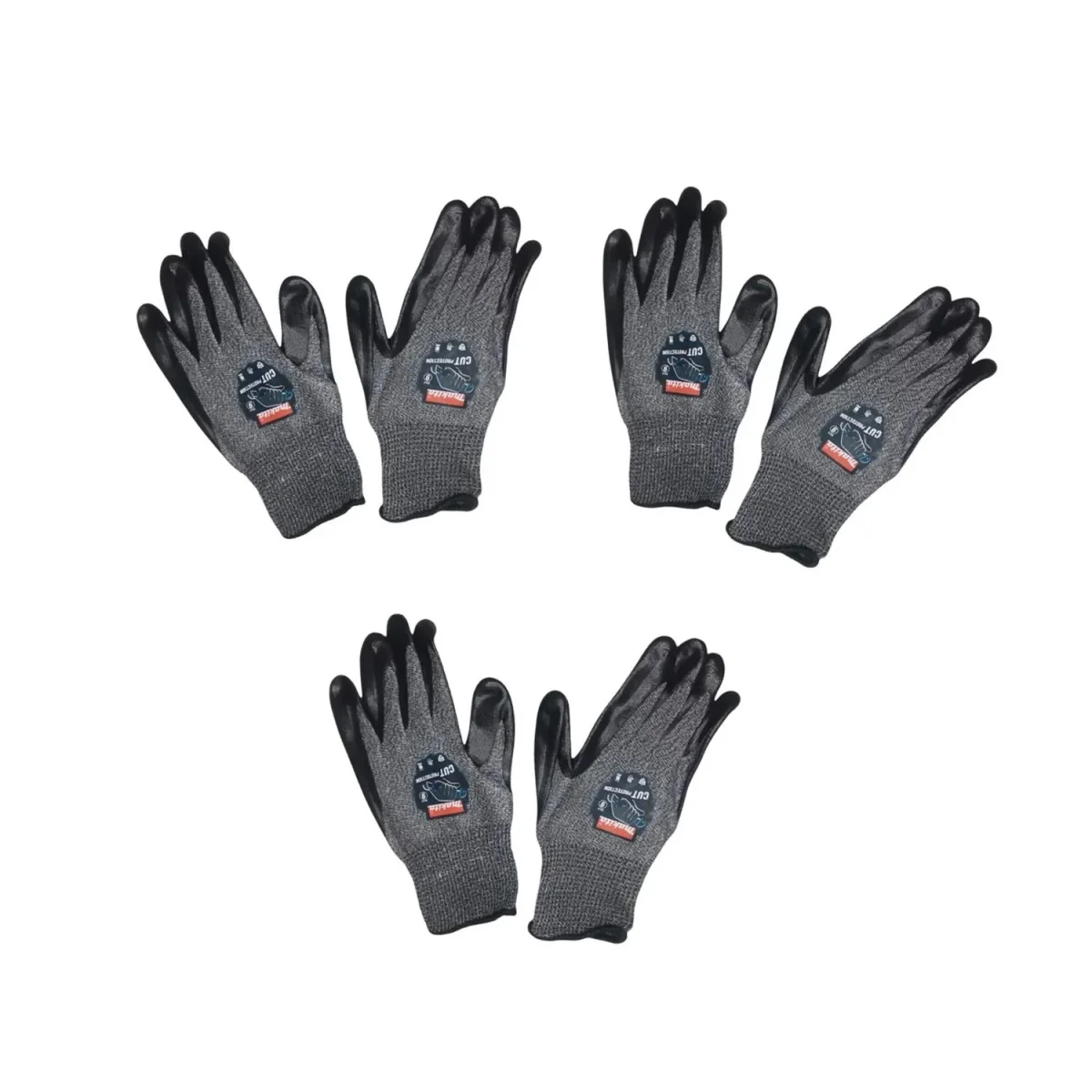 Guantes Anticorte 3 Pares Talla 9 Trabajo Industrial Makita - Imagen 2