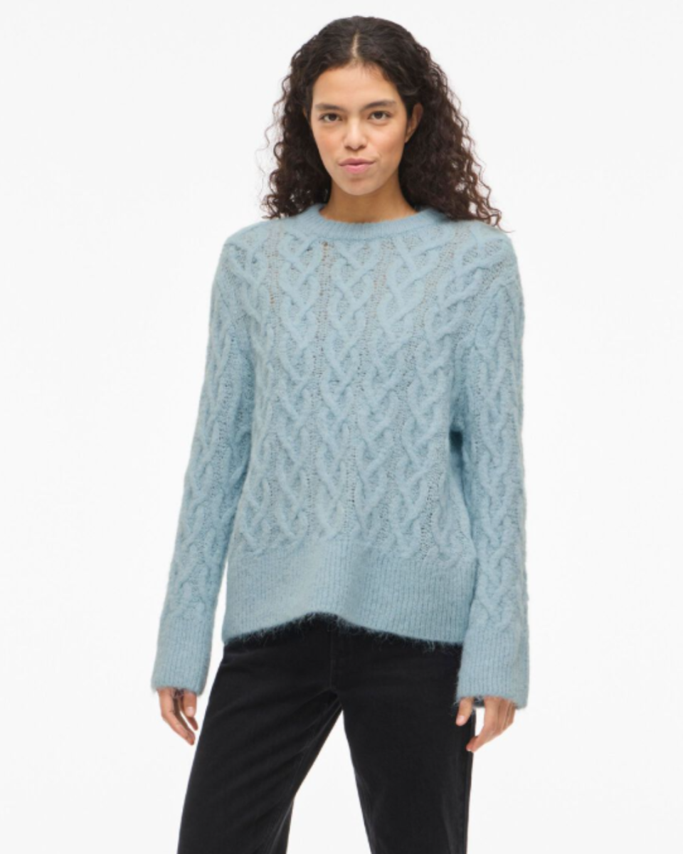 Jersey trenzado azul cielo – VILA - Imagen 3