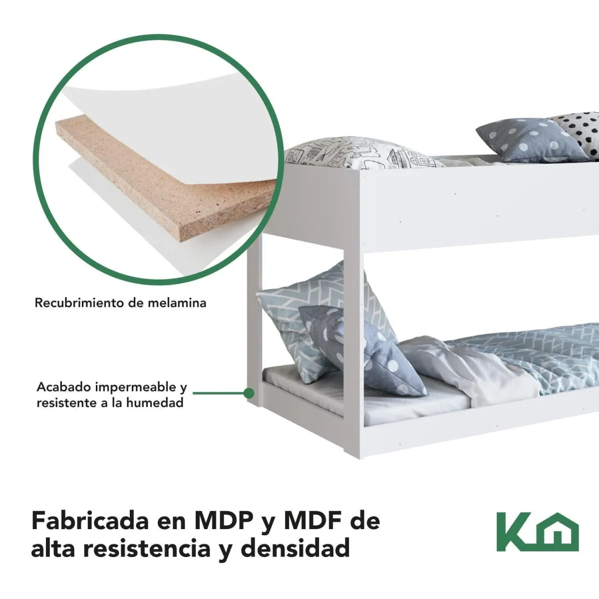 Litera Doble Individual Base Cama KingsHouse Desmontable - Imagen 9