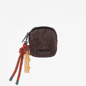 Monedero nylon estampado leopardo con llavero – VICTORIA