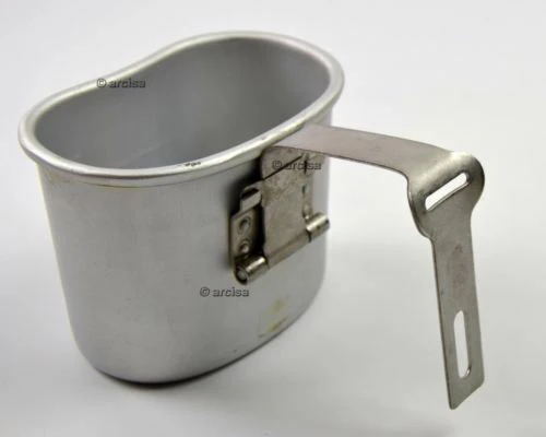 Original Belgian army canteen cup mug mess Aluminum pot bushcraft like US M1910 - Imagen 5