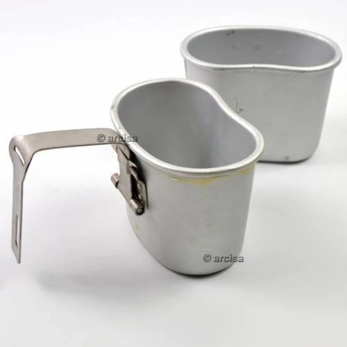 Original Belgian army canteen cup mug mess Aluminum pot bushcraft like US M1910 - Imagen 3