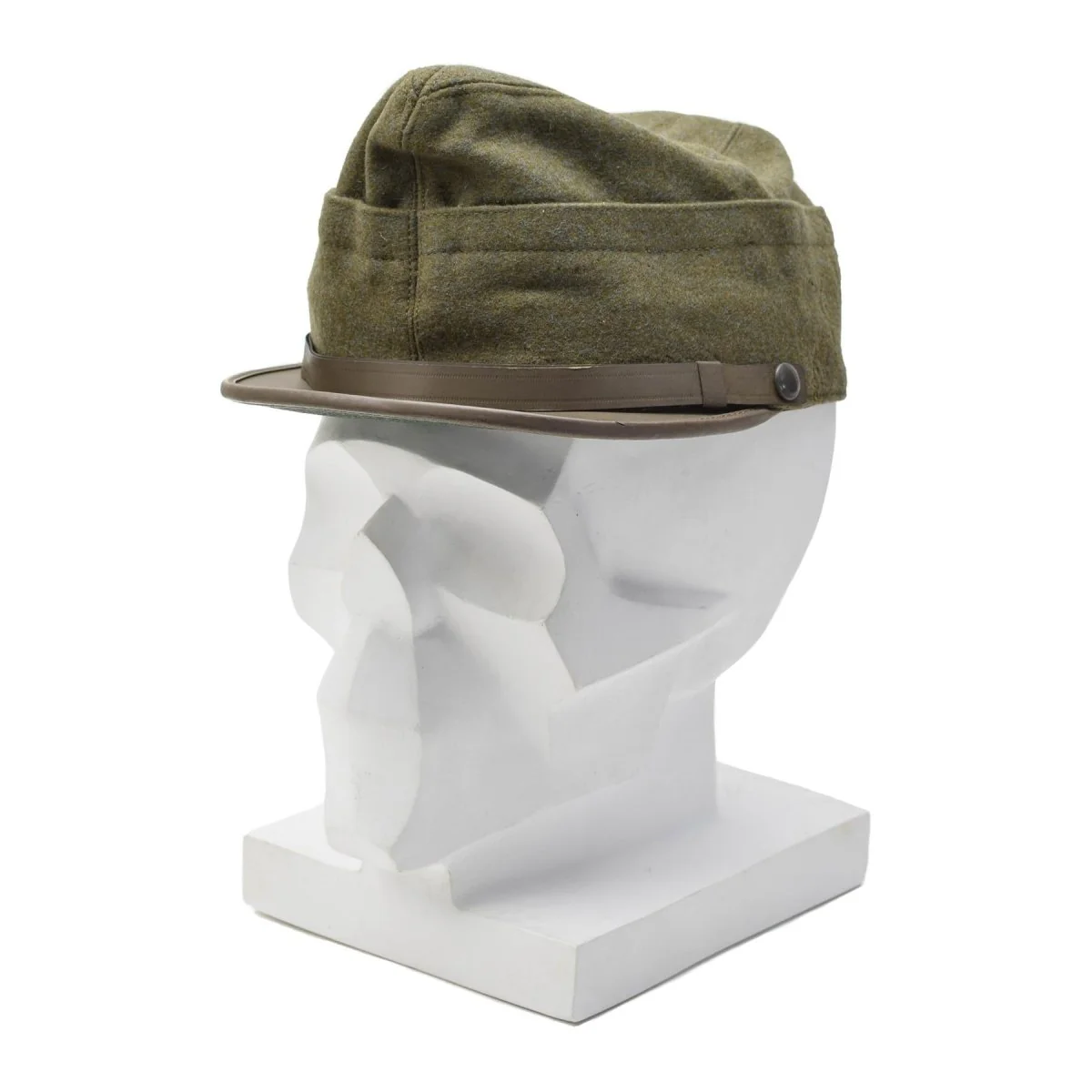 Original Italian military snapback field cap olive wool lightweight vintage - Imagen 2