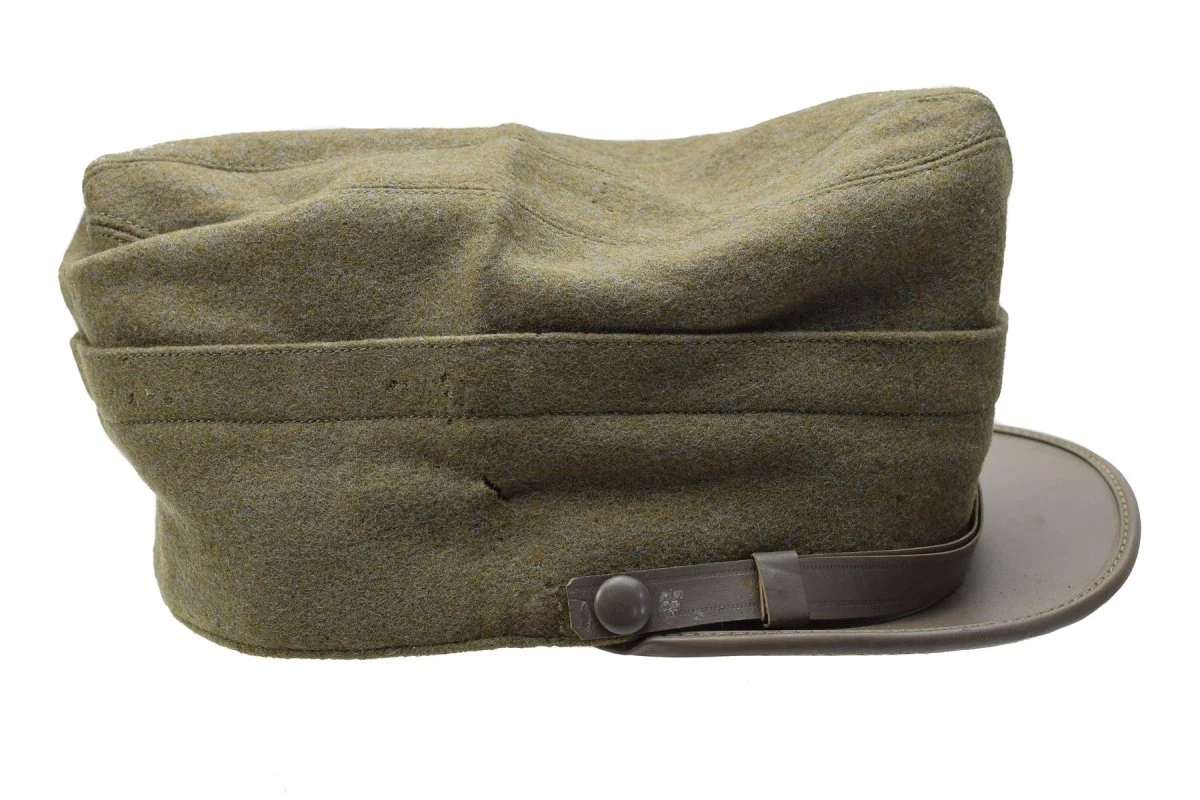 Original Italian military snapback field cap olive wool lightweight vintage - Imagen 4