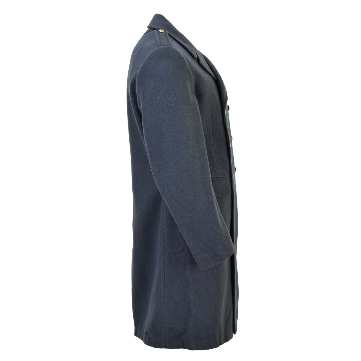 Original Swedish military blue overcoat wool golden buttons vintage long coat - Imagen 3