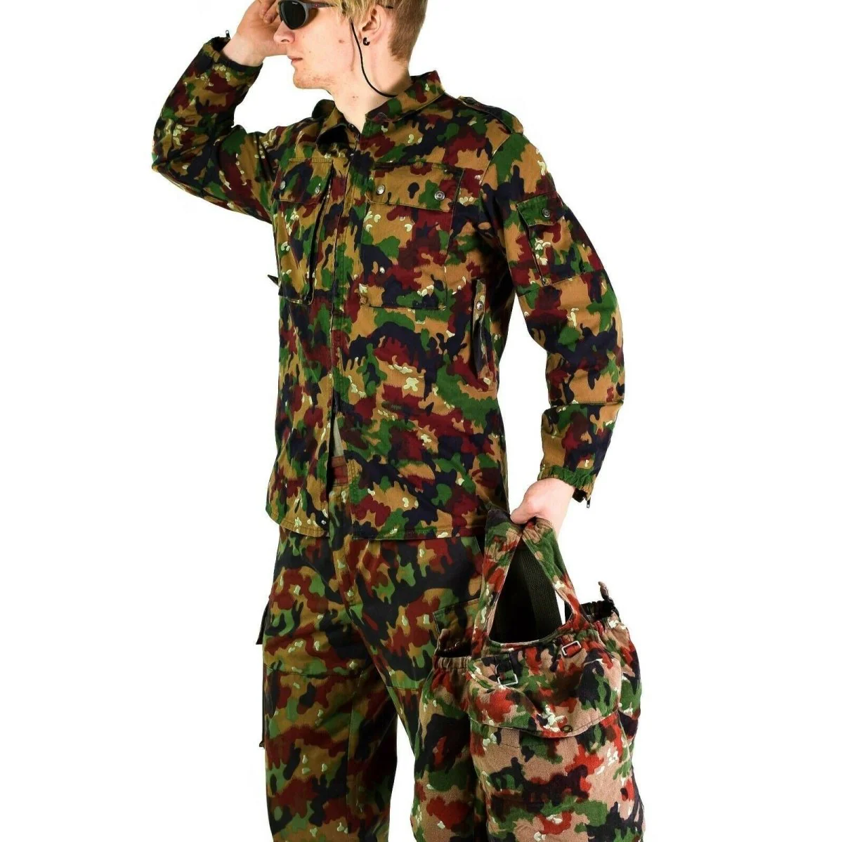 Original Swiss army jacket M83 combat field Alpenflage Camo Jacket shirt zipped - Imagen 7