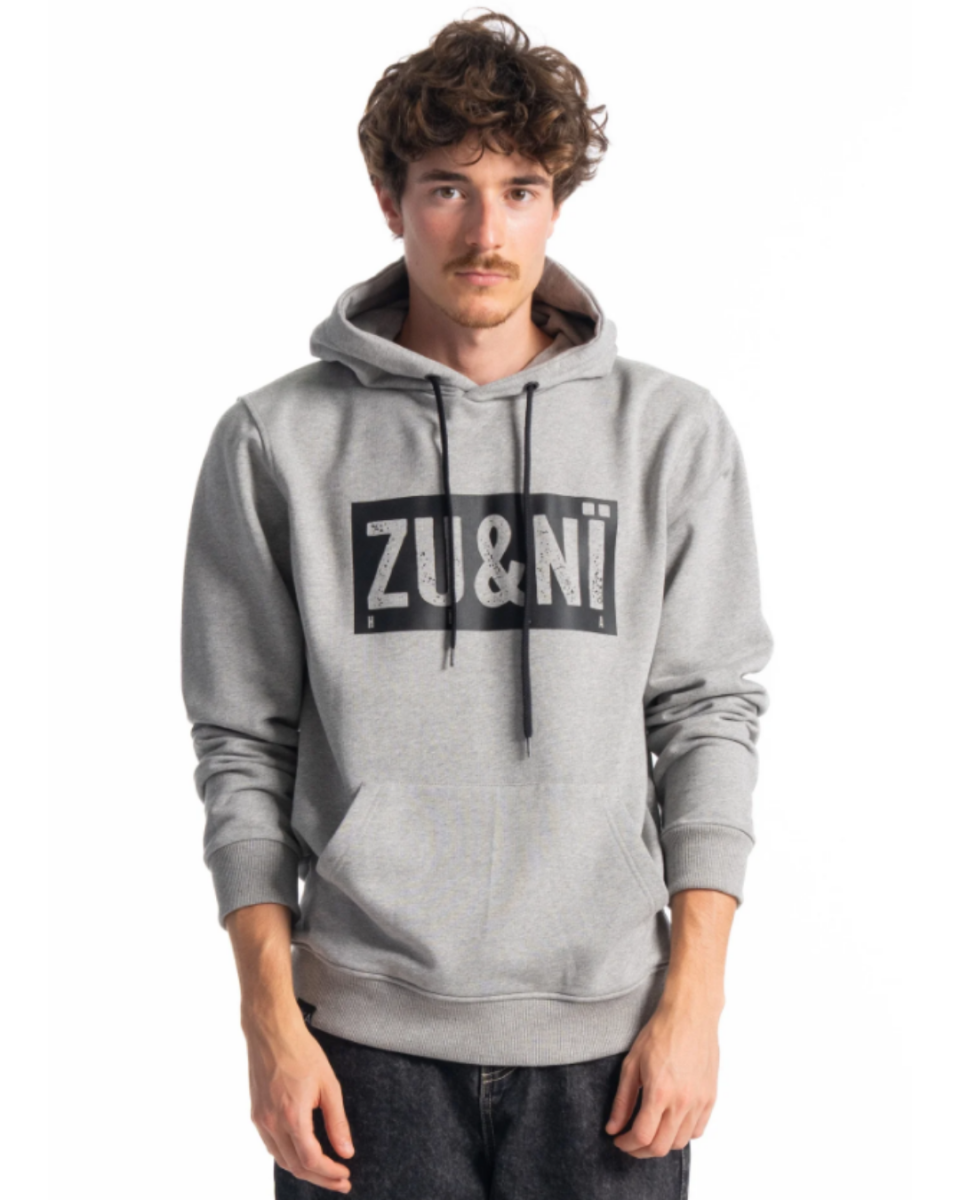 Sudadera Zu Ta Nï con capucha gris – HÏKA